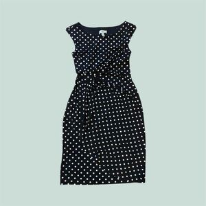 DRESS BARN black and white polka dot wrap casual dress/size 4